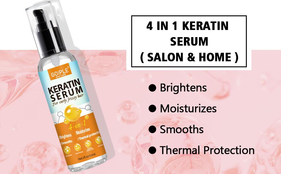 Keratin Protein Serum and Rosewater Spray for Frizz-Free Moisturized Hair - Perfect Curl Defining Brush Hydrating Haircare Daily Hydrate Moisturizer