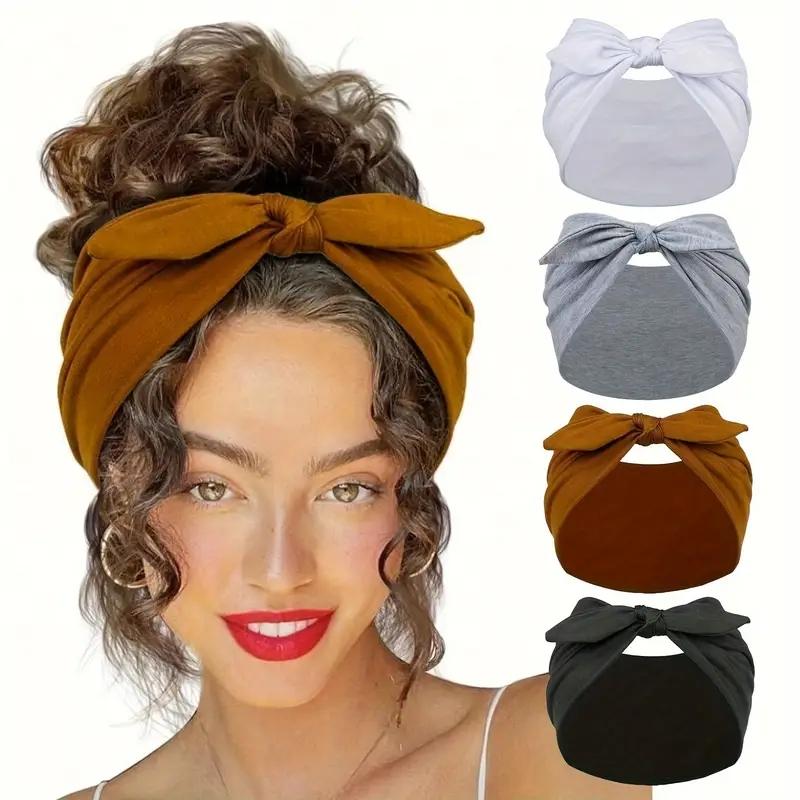 Fashion Solid Color Hair Tie, Soft Elastic Loose Headband with Elegant Bow Design, Comfortable for Daily and Vacation Wear, Headband Head Wrap