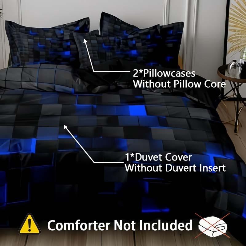 3-Piece Digital Square Print Duvet Cover Set, soft and comfortable, suitable for bedrooms and guest rooms (1 duvet cover + 2 pillowcases, no filler). Can be used as a birthday gift.