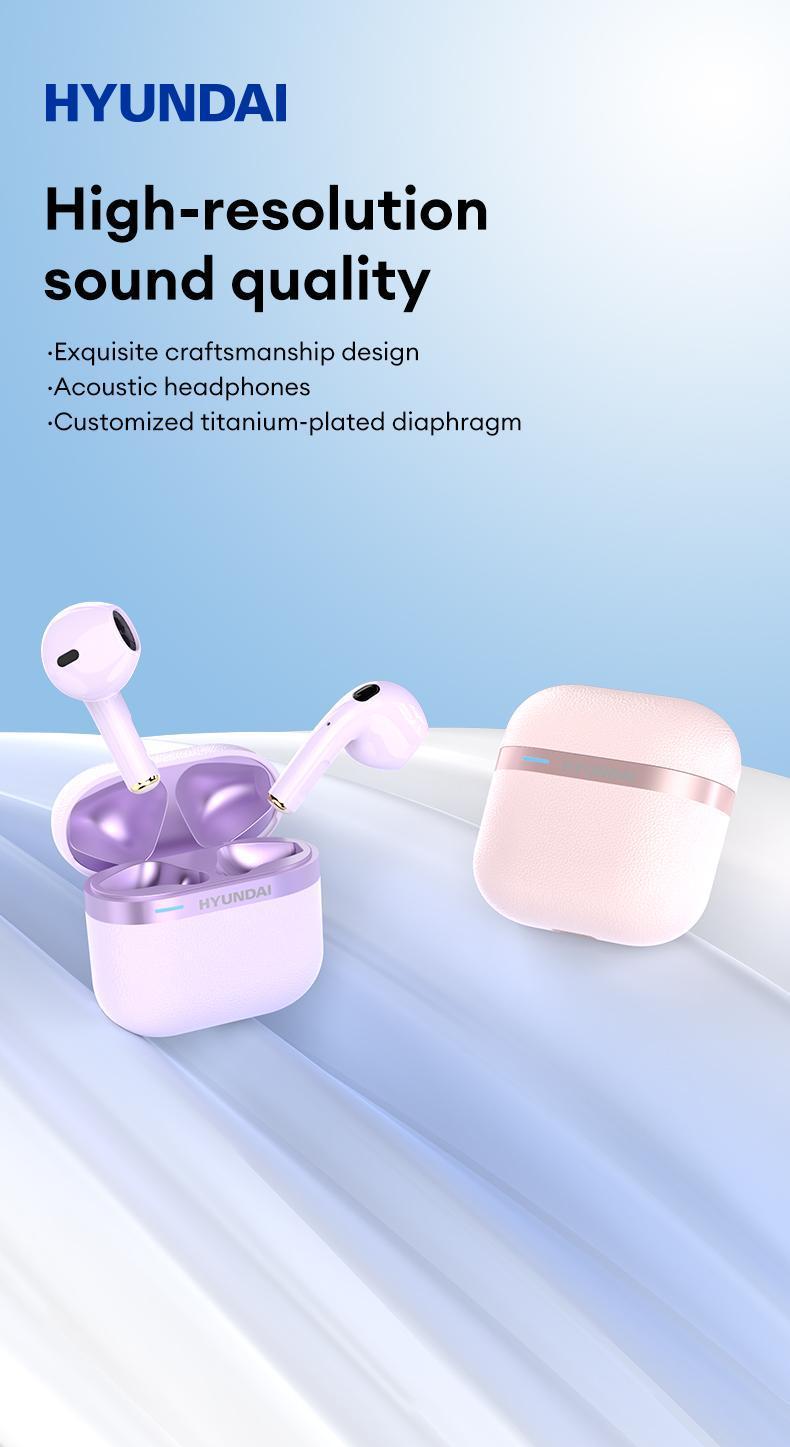 HYUNDAI T02 PRO True Wireless Bluetooth Earbuds HIFI Sound Quality Headset, Waterproof & Sweat Resistant Sports Headphones with Mic Suitable for Music/Phone Calls(Download App to use Translation Function)