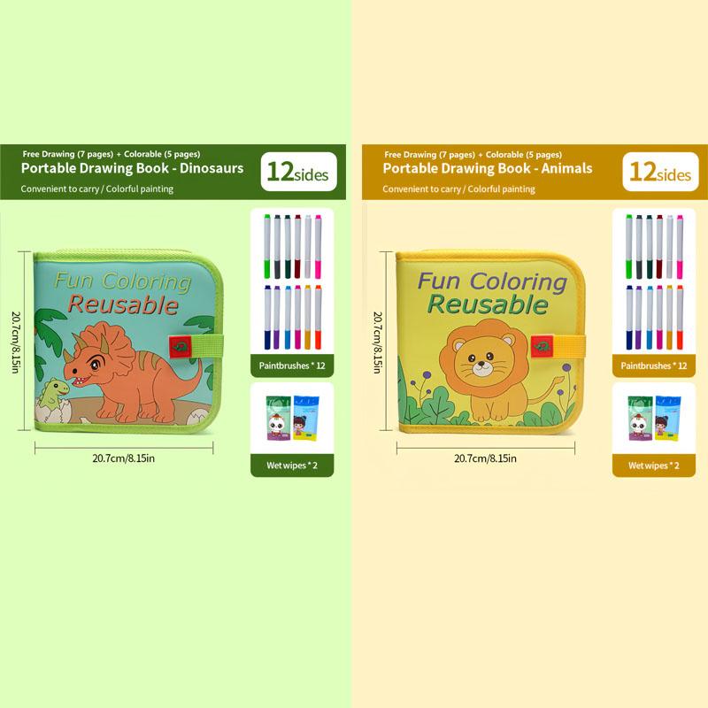 2026 Kids Erasable Drawing Set, Waterproof Magic Book with Watercolor Pens, Creative Dinosaur Bird Bear Writing Painting Kit, Boys Girls Gift 2026 Kids Erasable Drawing Set, Waterproof Magic Book with Watercolor Pens, Creative Dinosaur Bird Bear Writing Painting Kit, Boys Girls Gift