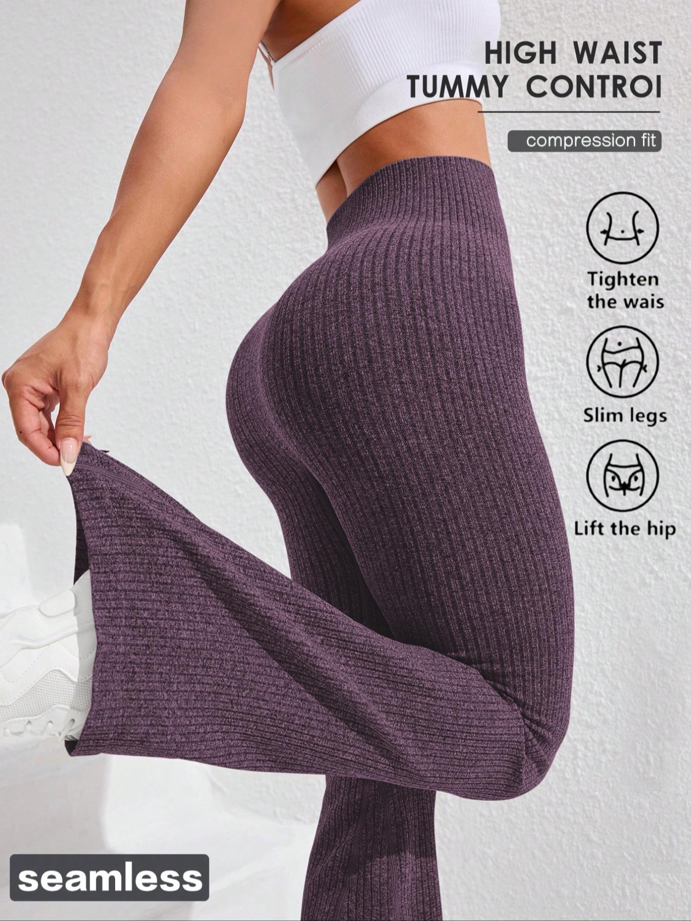 Women's Solid High Waist Sports Leggings, Casual Comfy Breathable Skinny Pants for Yoga Gym Workout Running, Ladies Sportswear for All Seasons, Flare Leggings