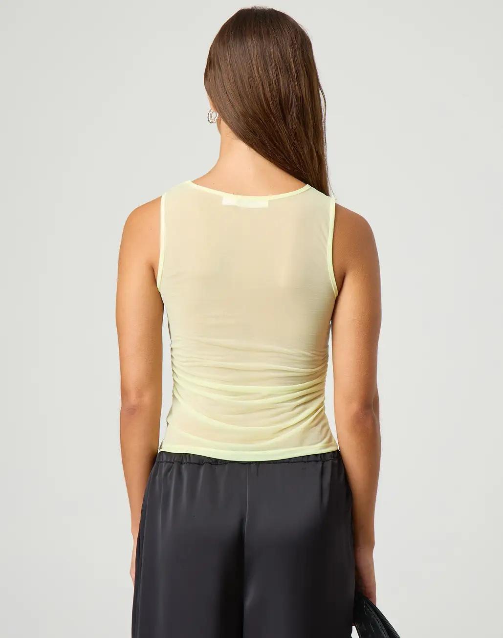 GGFL Y2K Style Black Sheer Mesh Top, Cowl Neck Sleeveless Ruched Crop Top for Party, Club.Women's Black Sheer Mesh Cowl Neck Tank Top, Sleeveless Ruched Slim Fit Crop Top for Party, Night Out