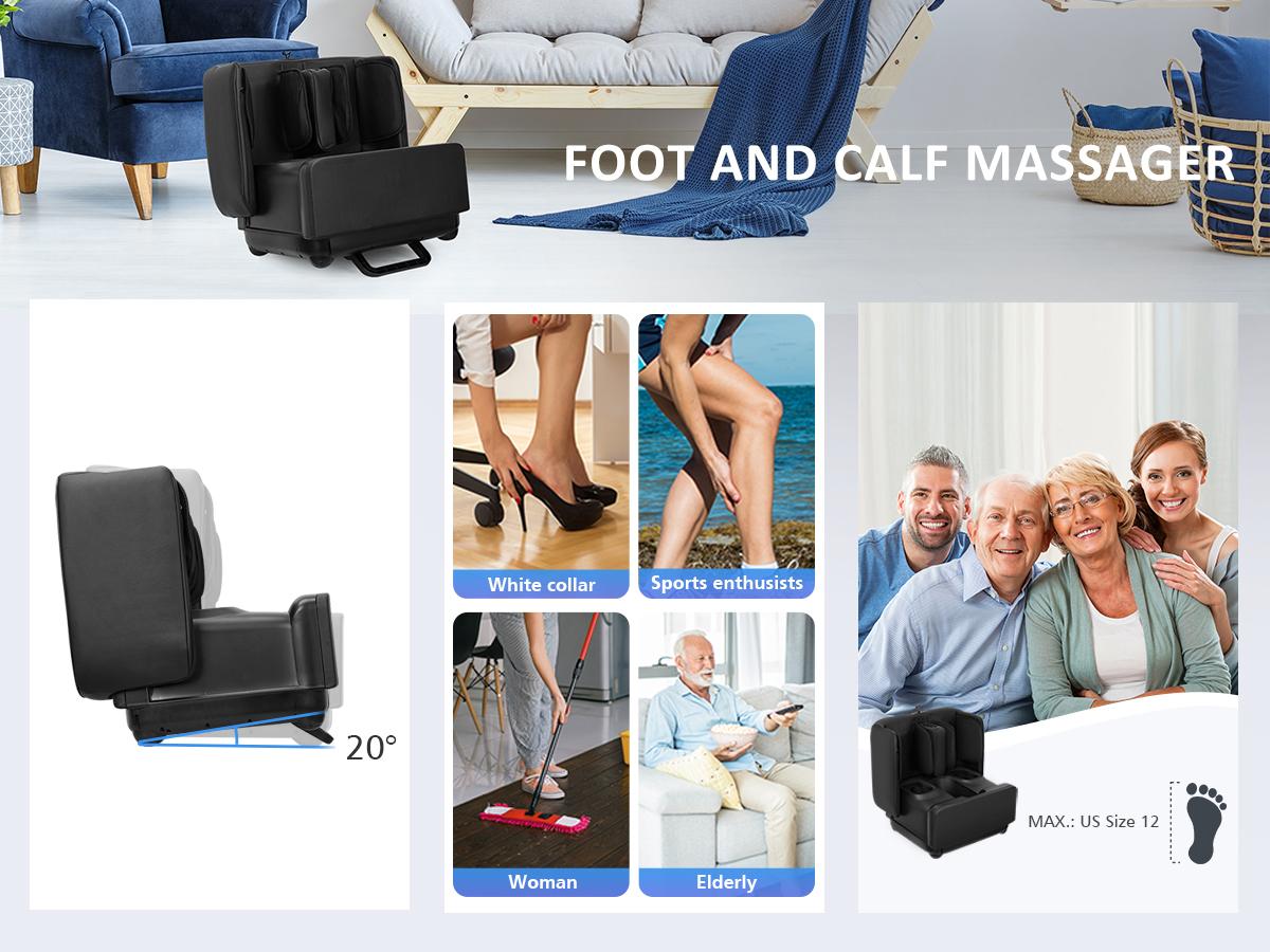 COMFIER 2 in 1 Foot Massager Machine & Ottoman Rest,Shiatsu Foot and Calf Massager with Heat,Kneading,Vibration,Massagers for Feet,Ankle,Leg