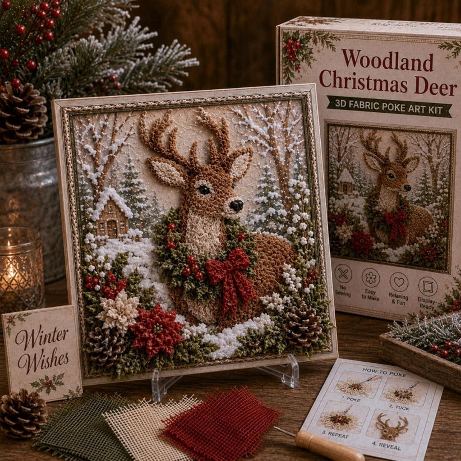 Christmas Reindeer 3D fabric poke art design