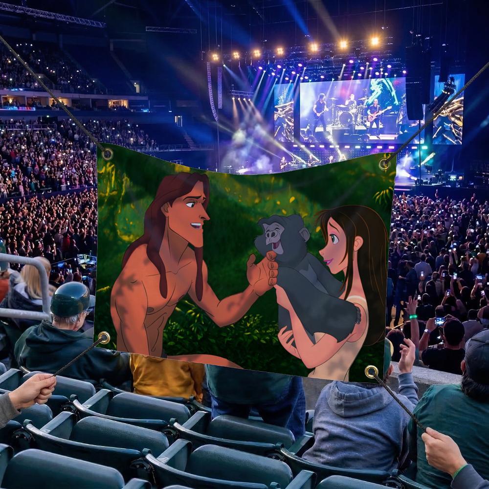 T-Tarzan CARTOON Flags Multi Size Atmosphere Flag, Cheerleading Hand Pulled Banner, Portable Outdoor Event Flag & Wall Decor for Sports, Parties, Home and Room Decoration