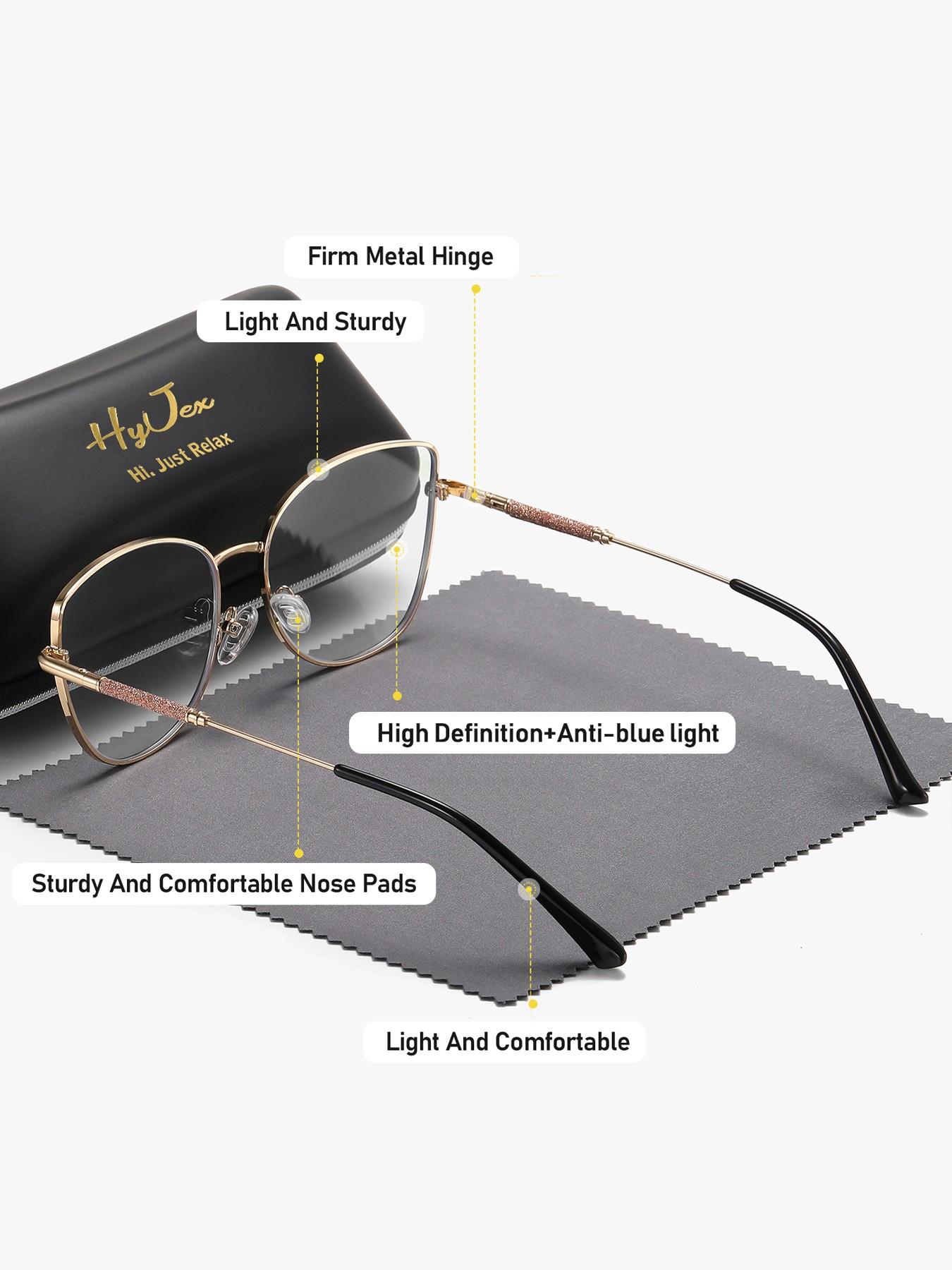 HYJEX 1 Piece Unisex Fashionable And Versatile Style Anti Blue Light Full Frame Plano Glasses Elegant And Charming Cat Eye Frame Plano Glasses