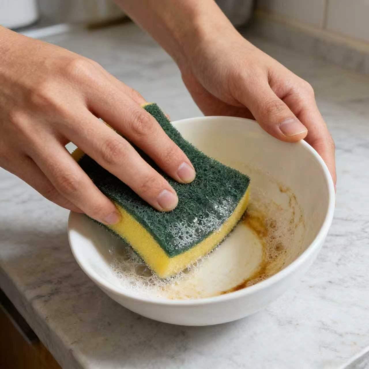 10 Pieces Waist Type Dual-Sided Cleaning Sponges, Simple Style, Oil Removal, No Scratching, Home Kitchen Daily Clean