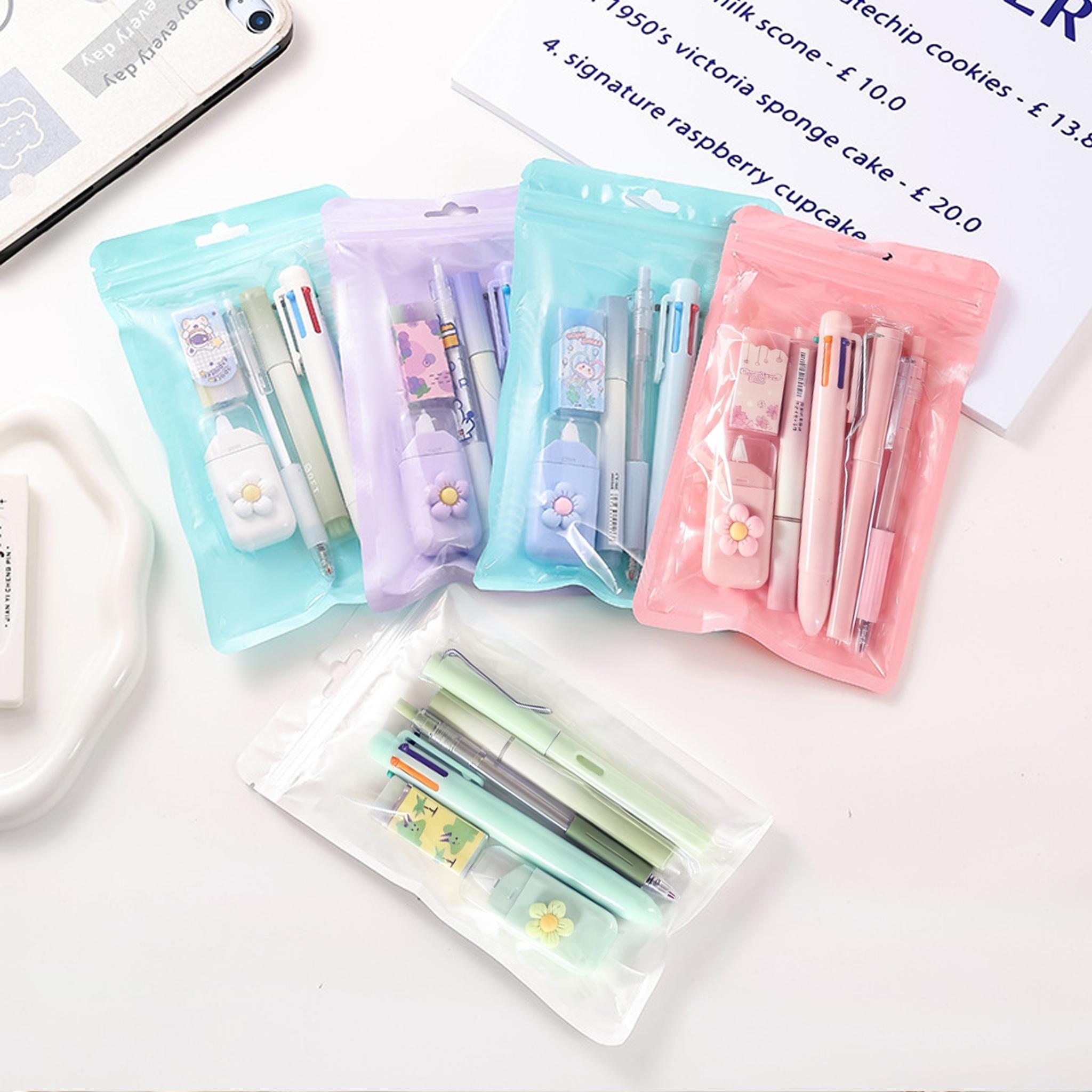 6-Piece Stationery Set, Includes Neutral Pen, Eraser, Six-Color Ballpoint Pens, Multifunctional Writing Tools, Perfect for Office and School Supplies