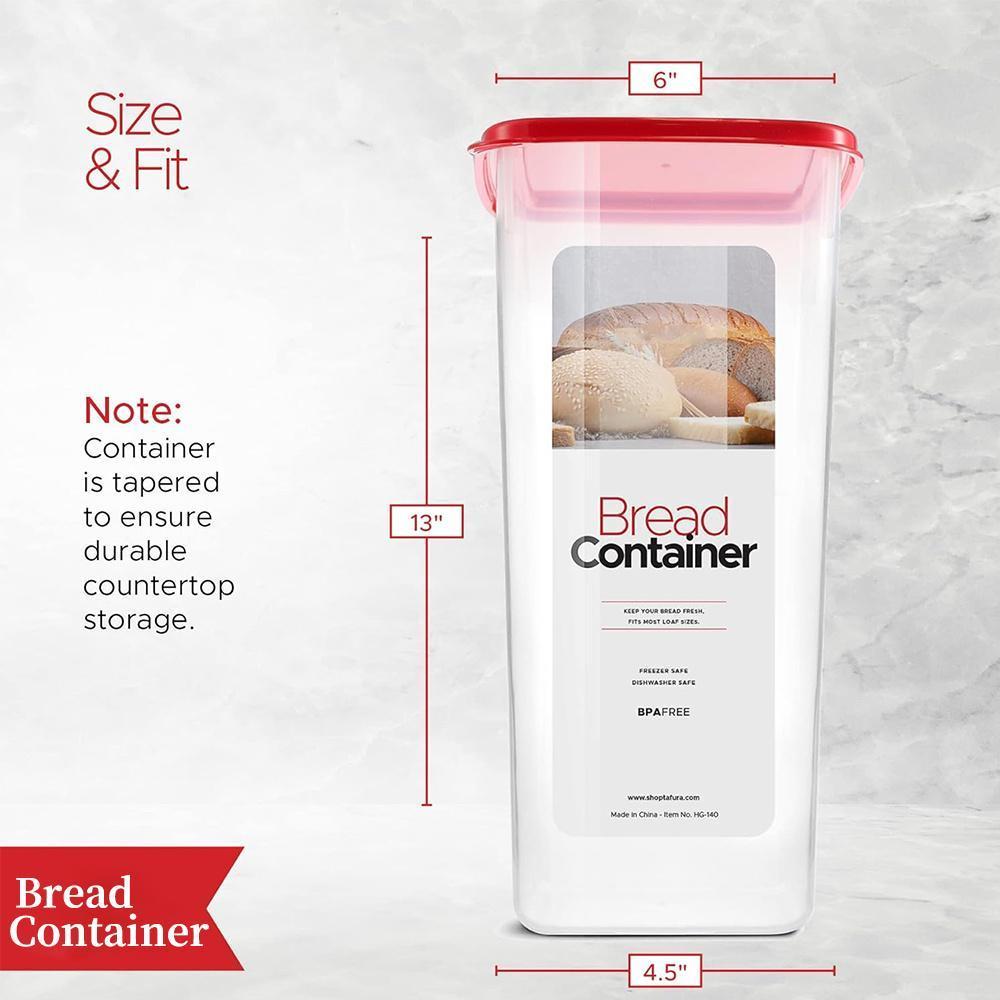 FAXHION 1/2 Pack Plastic Bread Box - Flip-Top Rectangular Storage Container with Reliable Leak-Proof Seal, Maintains Freshness for Kitchen Food Preservation, Upgraded Lock Design