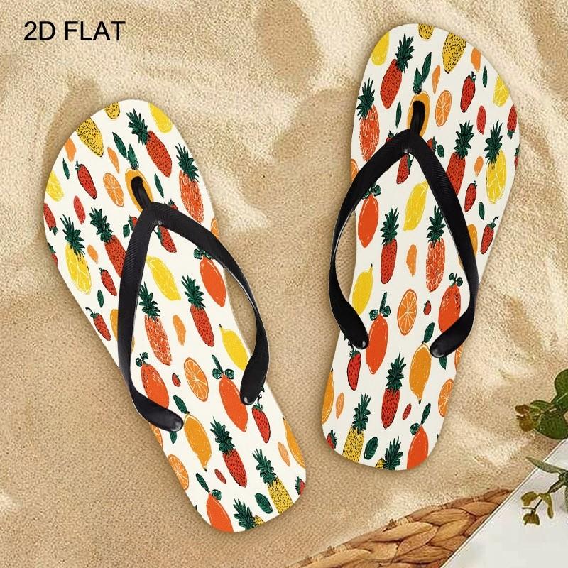 Women's Fashion Flip - Flops, Fruit - Patterned (Pineapple, Strawberry, Etc.), Multiple Colors & Sizes Available, Comfortable Summer Sandals, Casual Daily Wear, Lightweight & Stylish, Fresh Tropical Aesthetic, Women Shoes