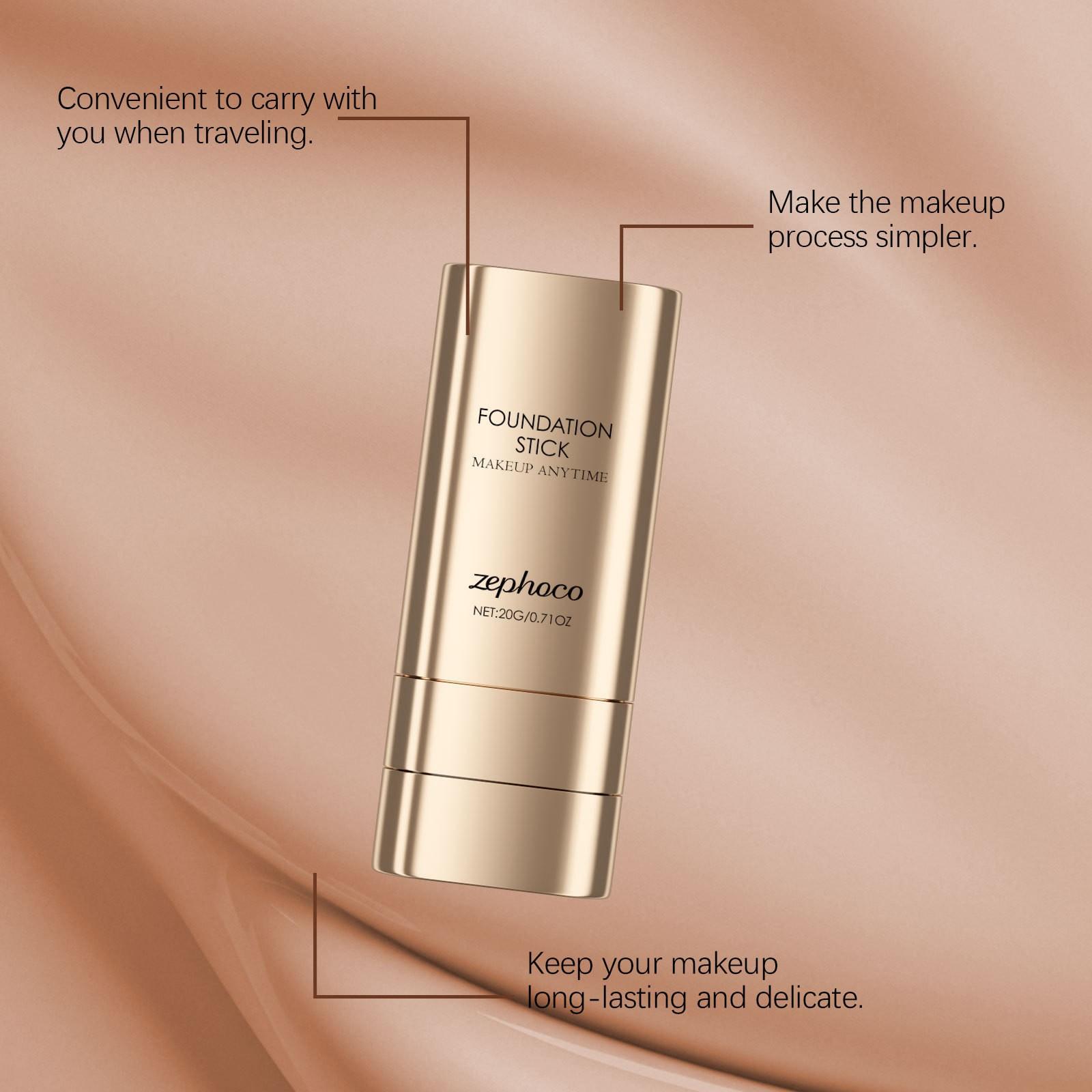 Luminous Dual-Ended Moisturizing Concealer Foundation Stick with Brushes Complimentary Puff 24H Long-Lasting Waterproof Sweatproof One-Swipe Even Flawless Base Clear Radiant Skin Foundation Stick