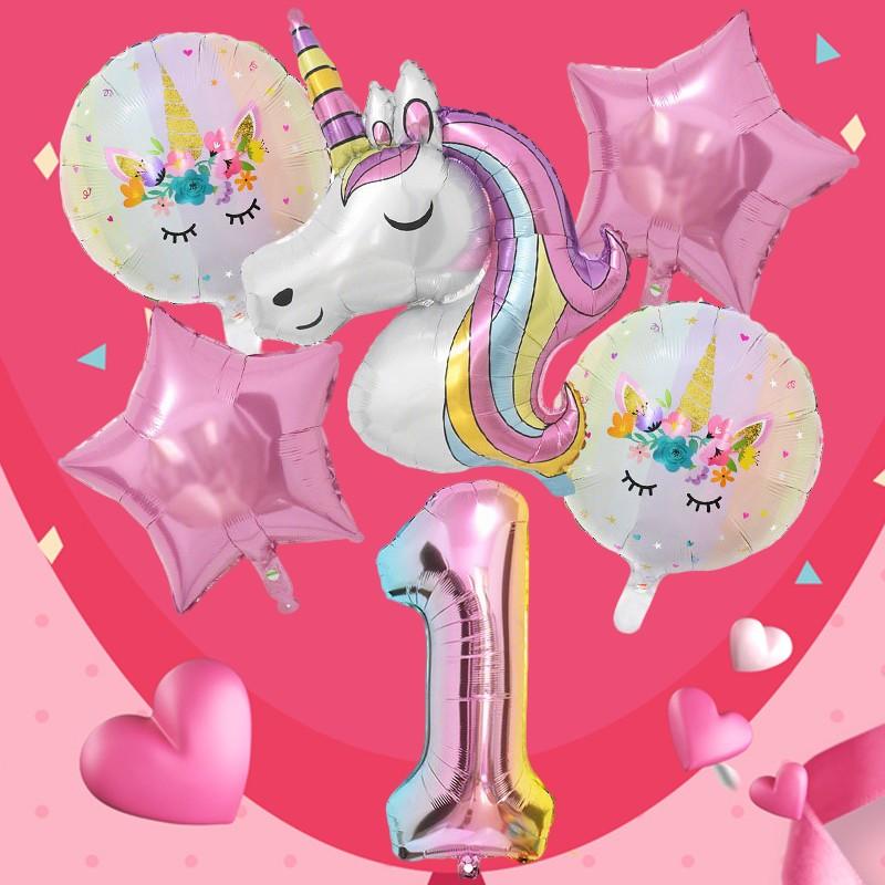 Unicorn Number Star Foil Balloons, Multi-Shape Mixed Colors, Perfect for Weddings, Anniversaries, Festivals, Parties, Events