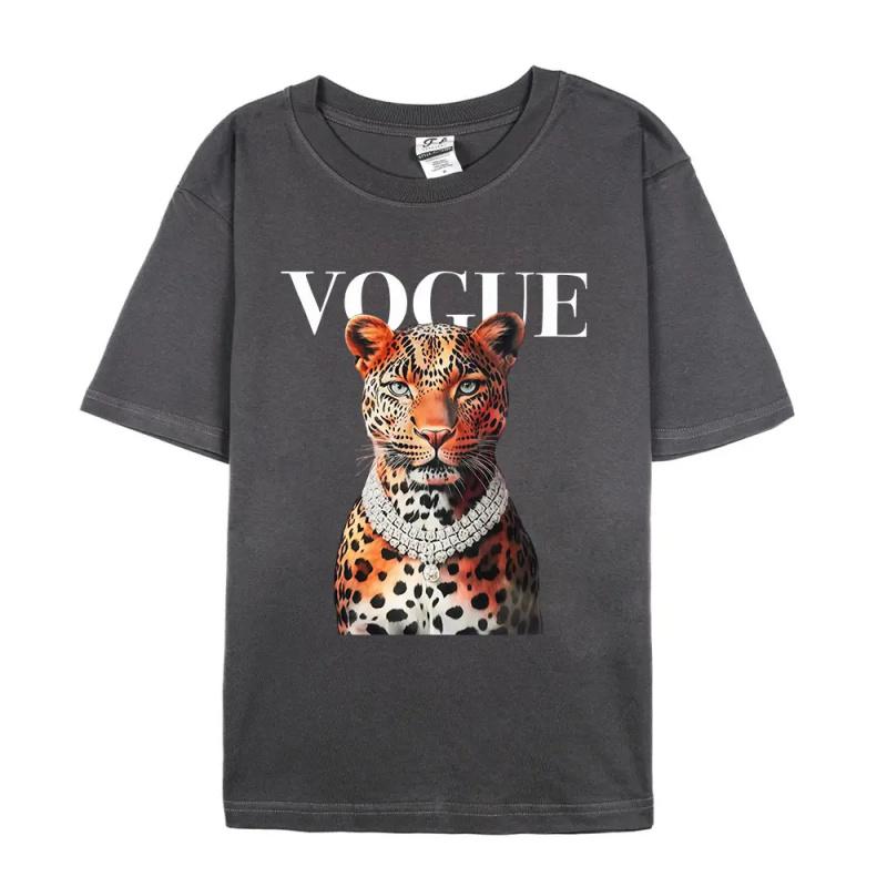 Fashionable leopard print T-shirt Casual women's clothing Streetwear