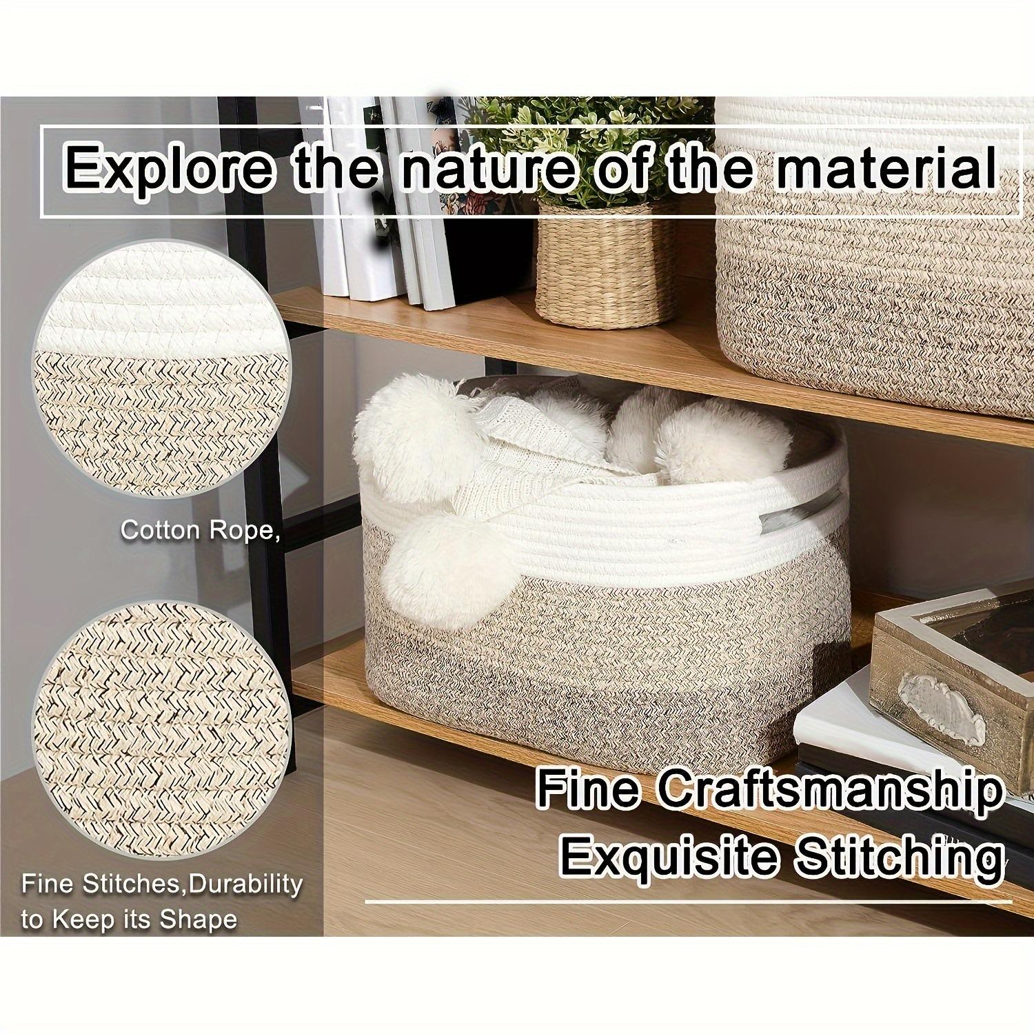 Large Capacity Woven Storage Basket, Rectangular Desktop Organizer Bin, Handled Laundry Hamper, Durable & Versatile Design, Clothes Basket Organizer