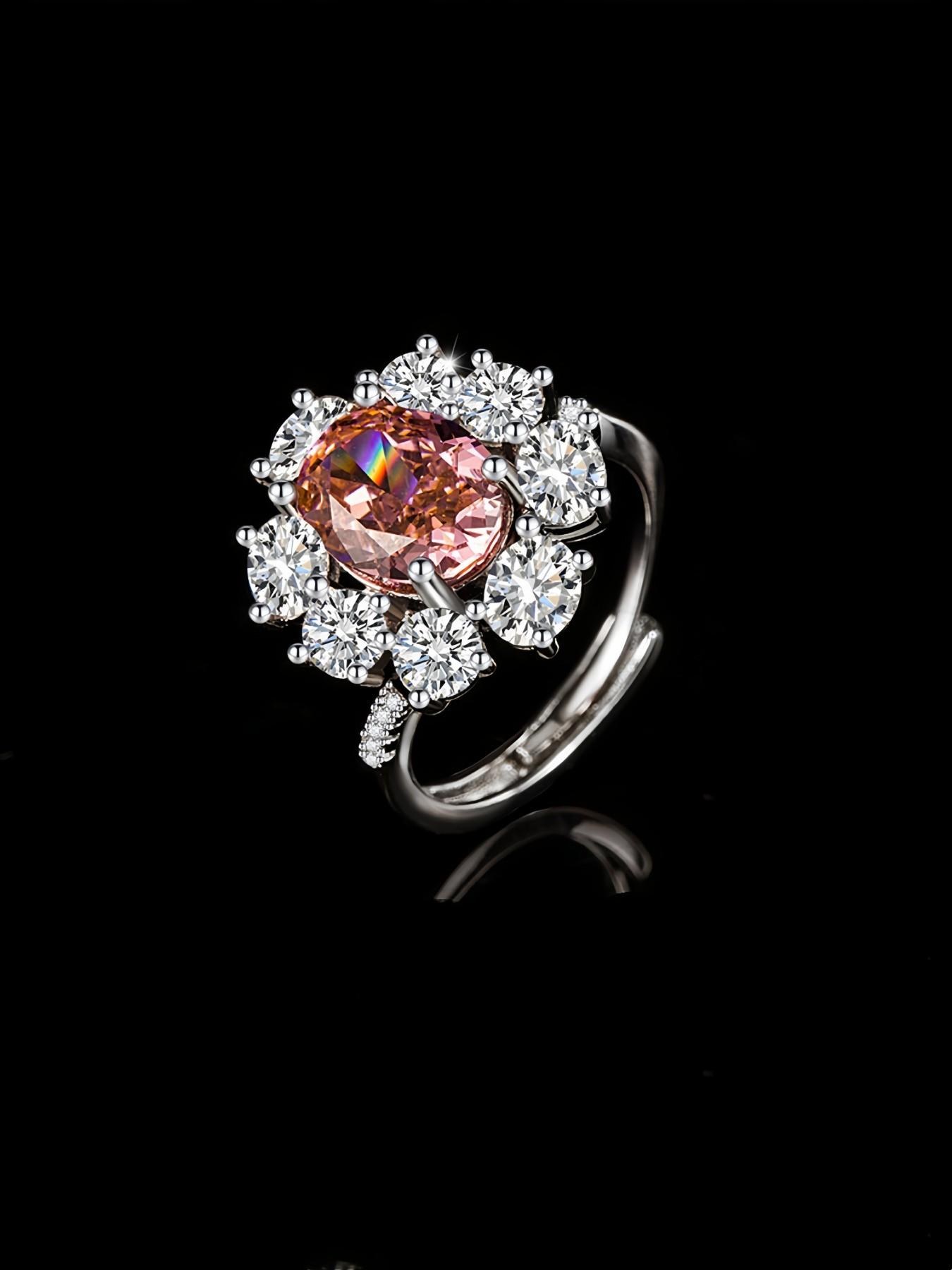 Wild Green Wreath Beloved Ring, versatile light luxury ring with sparkling pink ice-cut gems. Elegant band ideal for dates, daily outfits, vacations and formal dinners.