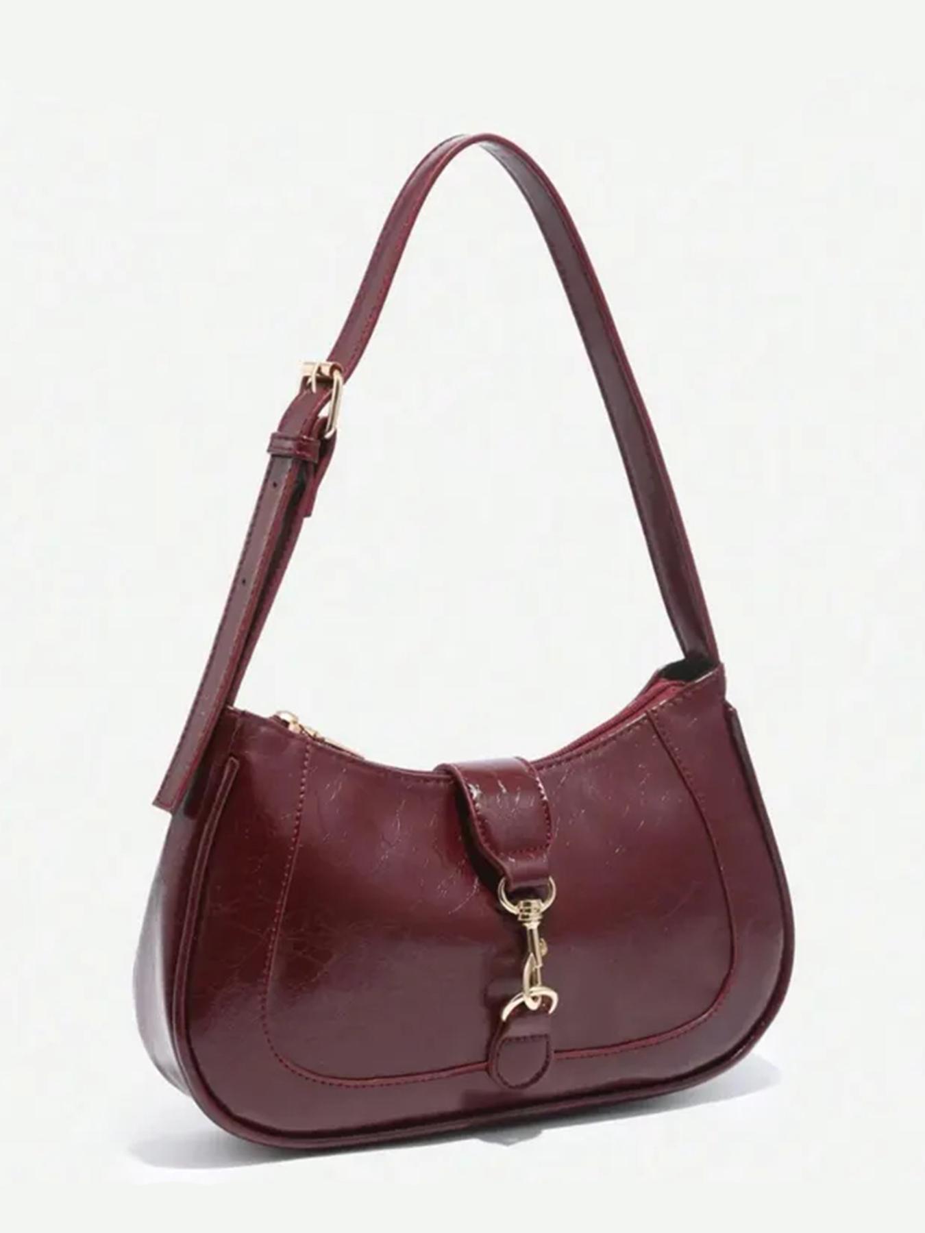 Solid color women's crossbody bag, exquisite and personalized buckle design, lightweight and simple women's shoulder bag, versatile and stylish, suitable for commuting, shopping, dating, parties, outings and other occasions, Handbag Shoulder Bag