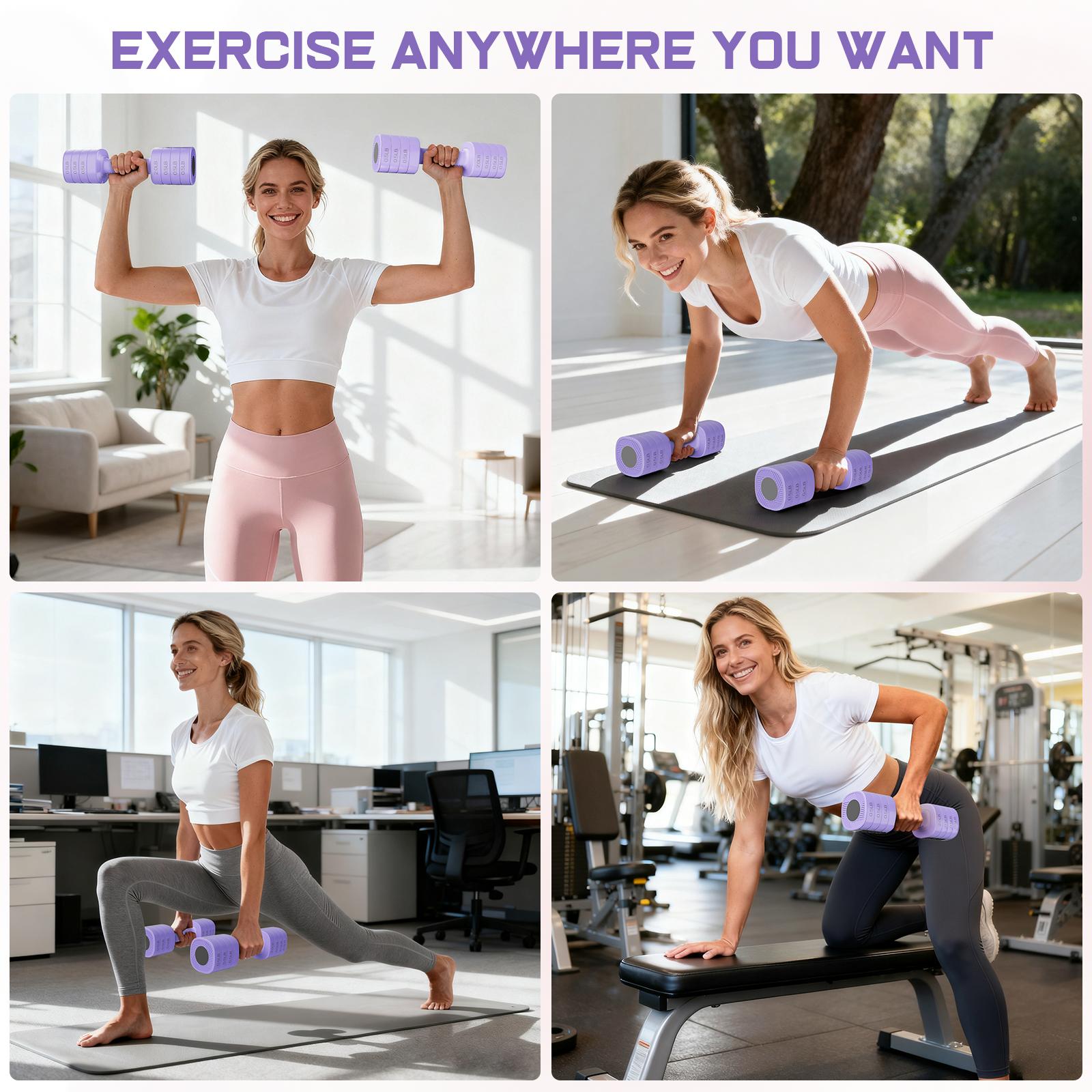 Adjustable Dumbbells 5 lb Dumbbells Bearbro Set of 2 / Pair 10 lb Total Free Weights 4 in 1 Women Hand Weights for Home,Office,Gym Exercise Training 2lb 3lb 4lb 5lb Fast Adjust