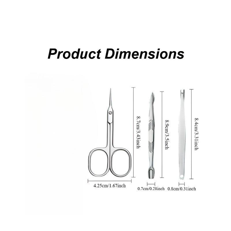 3-Piece Silver Stainless Steel Dead Skin Clipper Set, Paired with Portable Leather Storage Bag, Professional Keratin Trimming, Essential Tool for Nail Care