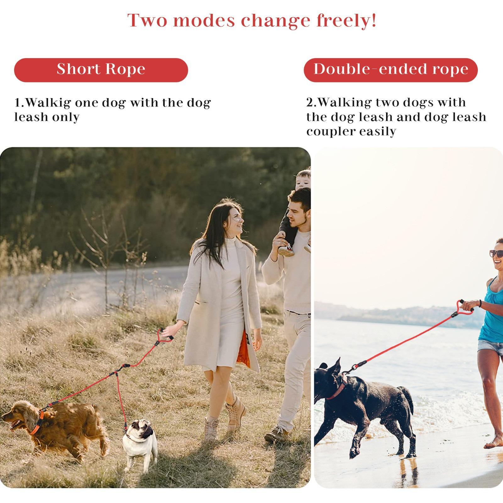 Double Dog Leash for 2 Dogs - Size L, Padded Handle, 360° Swivel No-Tangle Pet Walking & Training Lead rope traction dual campingessentials