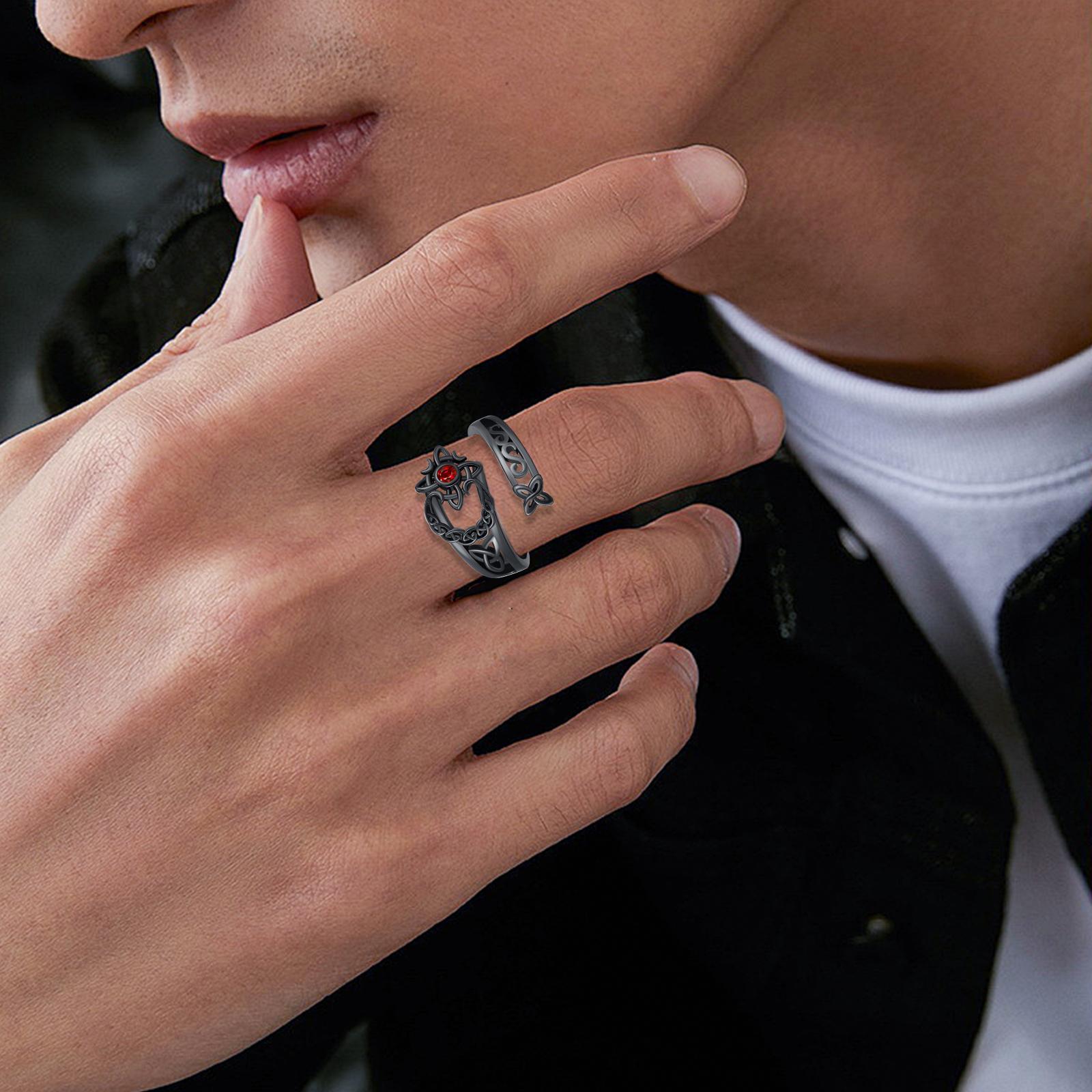 DRINSPER S925 Witches Knot Ring, Celtic Knot Protection Ring, Nudo de Bruja Plata 925 Sterling Silver Witchy Jewelry for Women