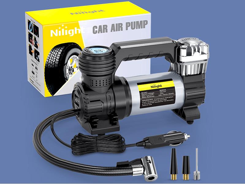 Nilight Portable Air Compressor Tire Inflator 12V Heavy Duty 120PSI Metal Tire Pump Double Cylinder Digital Tire Pressure Fast Inflate Auto Shutoff Tire Pump for Car SUV Schrader Valve Led Lighting Automotive  dealsforyoudays