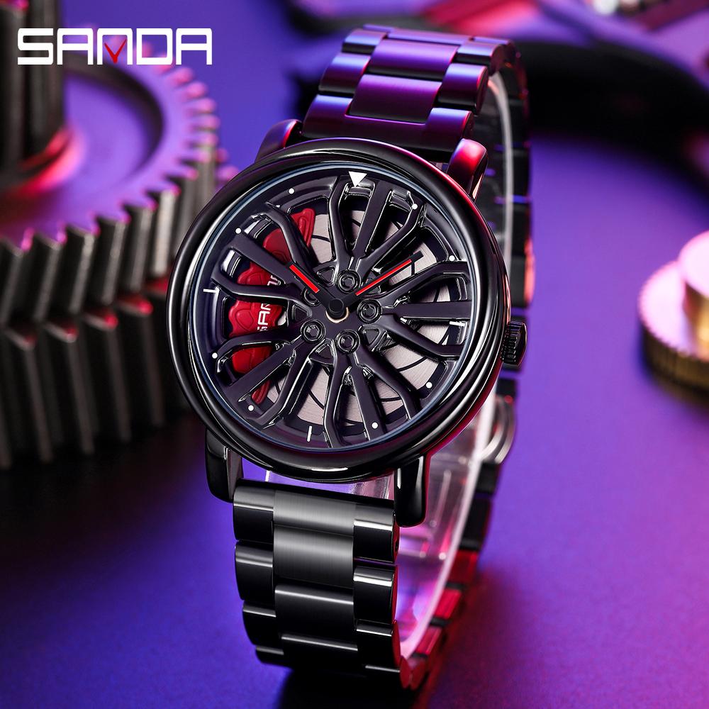 Creative Car Wheel Sports Watch Men Waterproof Military Sports Quartz Wrist Watches Luxury Steel Strap Clock Cool Male reloj
