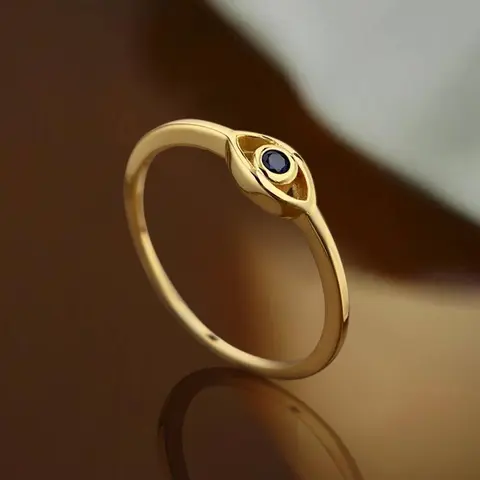 Evil Eye Ring for Women, Blue Cubic Zirconia Designs Thin Band Finger Ring, Minimalist Protection Ring, Elegant Daily Wear Jewelry Gift for Girls, Delicate Eye Shape Statement Ring for Party and Casual Occasions