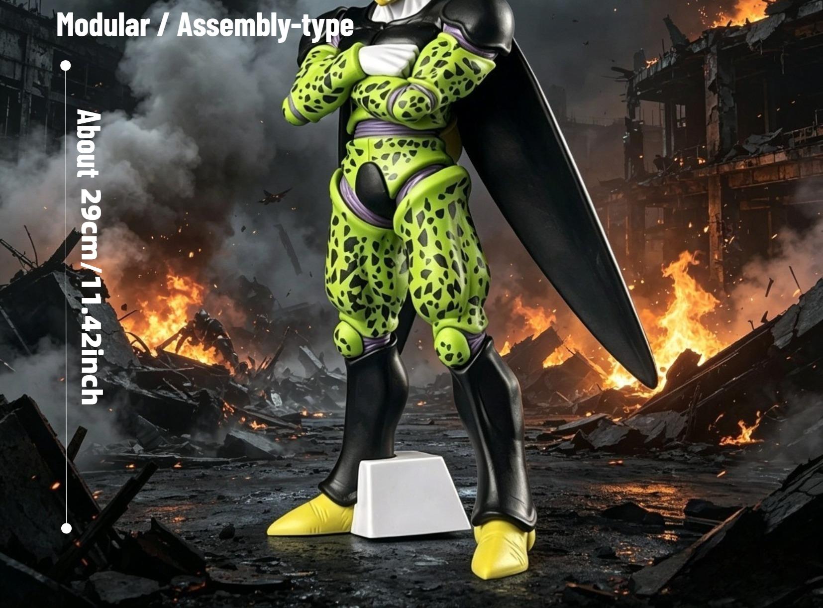 Dragon Series Cell (Perfect Form) Anime Action Figure — DDD-BZ Super Saiyan Articulated Model 30CM PVC Collectible Figure — Limited Edition Anime Toy Gift for Fans, Birthday Christmas Halloween Holiday Present, Desk Decor, Trendy Collectible