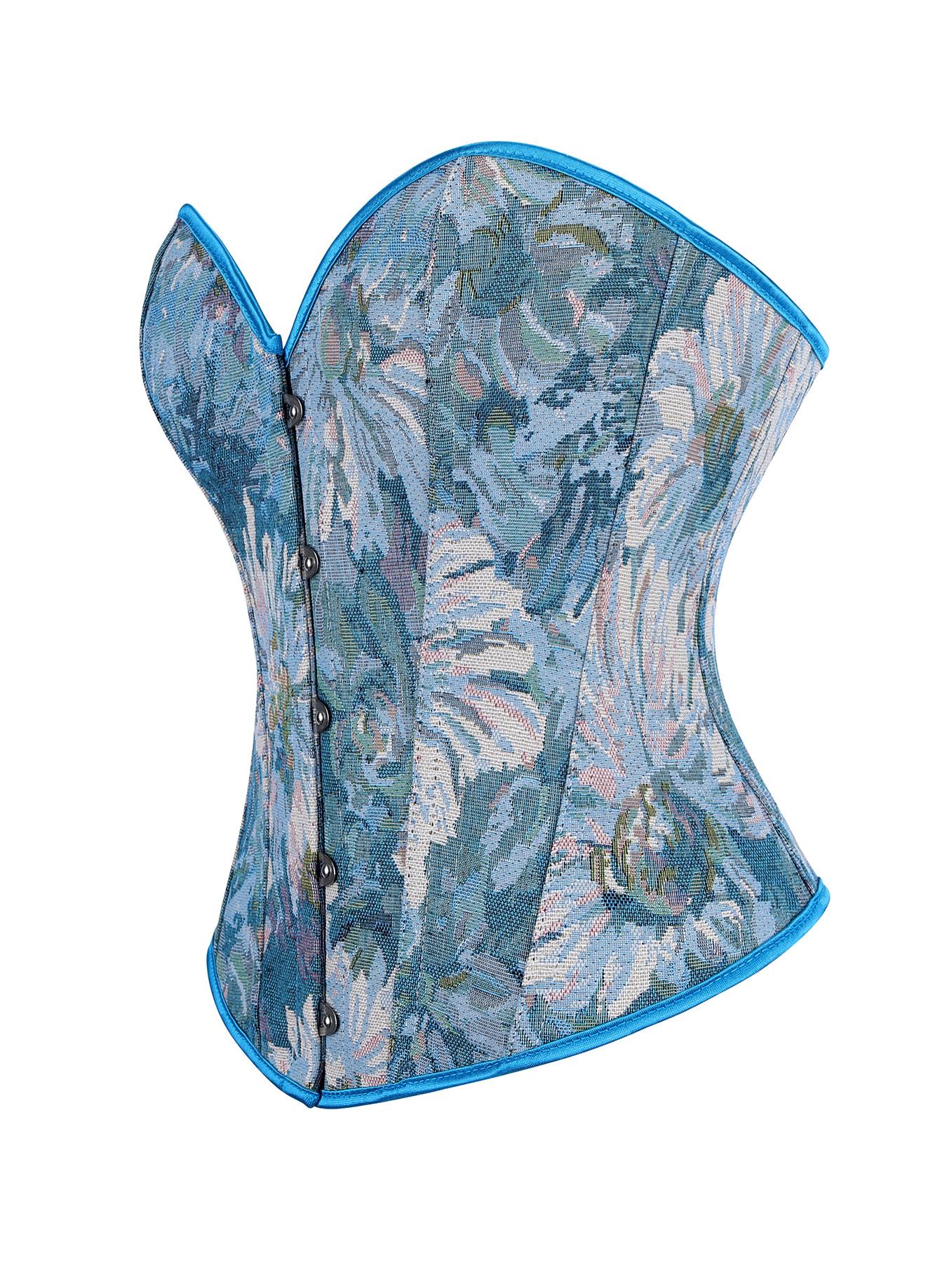 Women's Vintage Oil Painting Floral Pattern Front-Closure Corset Top, Fashionable Lace Up Backless Strapless Shapewear Corset for Daily Wear, Tummy Control Shaper for All Seasons, Bustier Shapewear Top