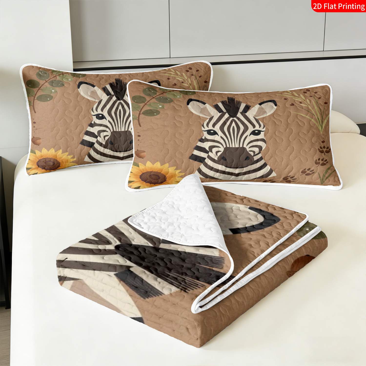 3 pcs, 2D Flat Print Zebra Animal Theme Modern Bedspread Set, Soft and Comfortable, Multiple Sizes Available, Suitable for Gifting and Daily Use, Ideal for Creating a Cozy Home Atmosphere(1 bedspread , 2 pillowcases)