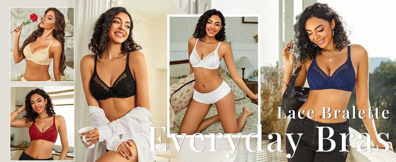 Avidlove Womens Lace Bras Push Up Bralettes with Underwire Full Coverage Unlined Balconette Everyday Bra Lingeries