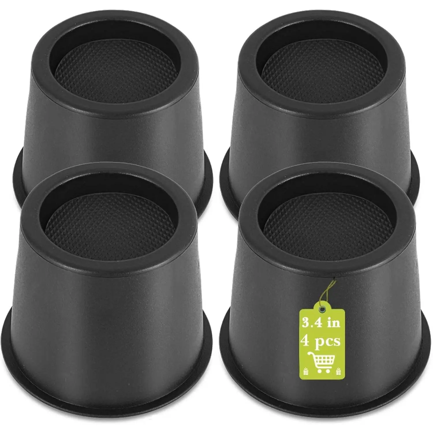 4 Pack Furniture Risers 4 Inch, Heavy Duty Bed Risers for Table Desk Couch Chair Sofa Cabinet Bed Frame Dorm, Round Table Leg Risers Lift Height 3.4", Black