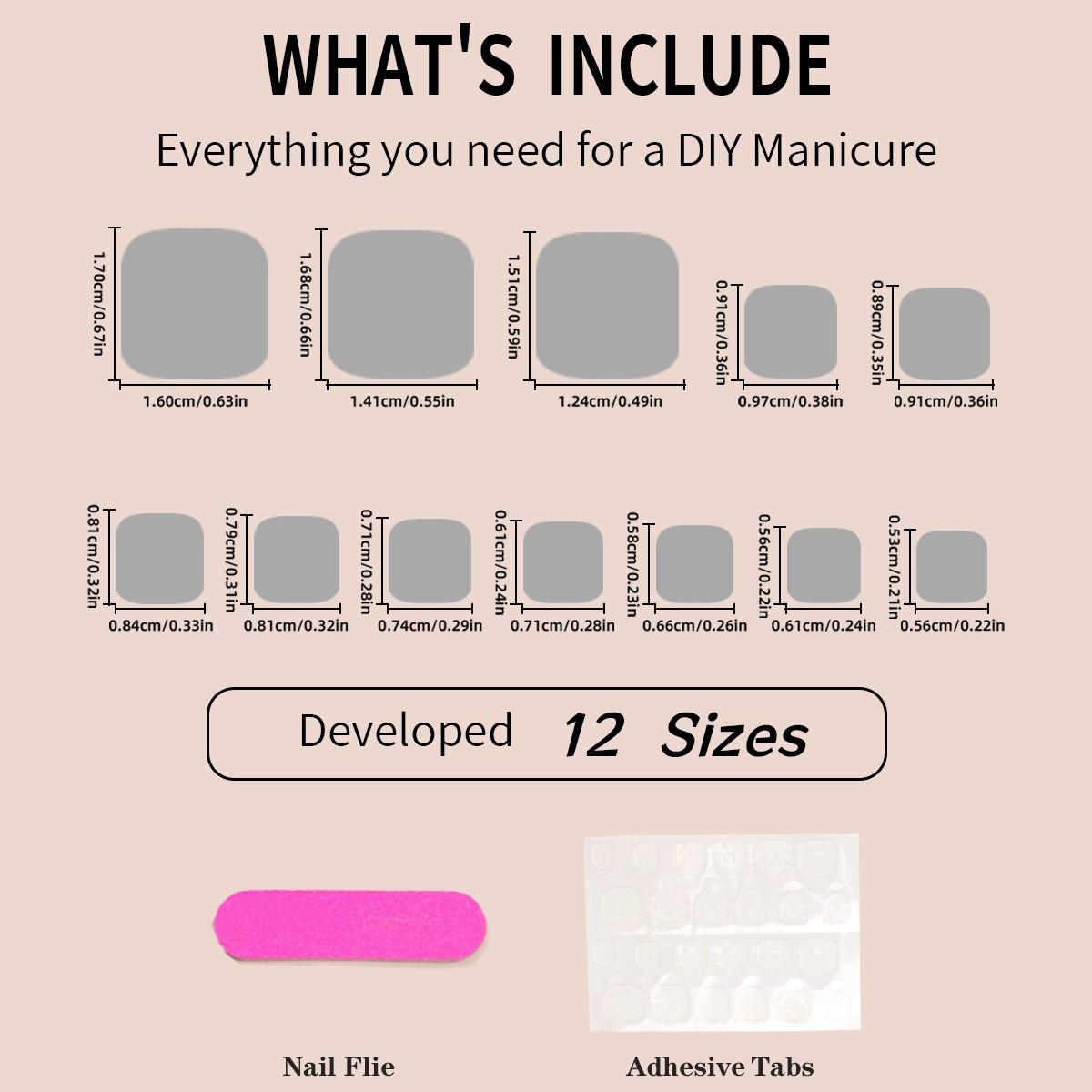 14-Piece Gradient Nude Toe Nails, S/m/l Sizes, Includes Jelly Glue & File, Removable Square Nail Art Stickers, Perfect for Festivals