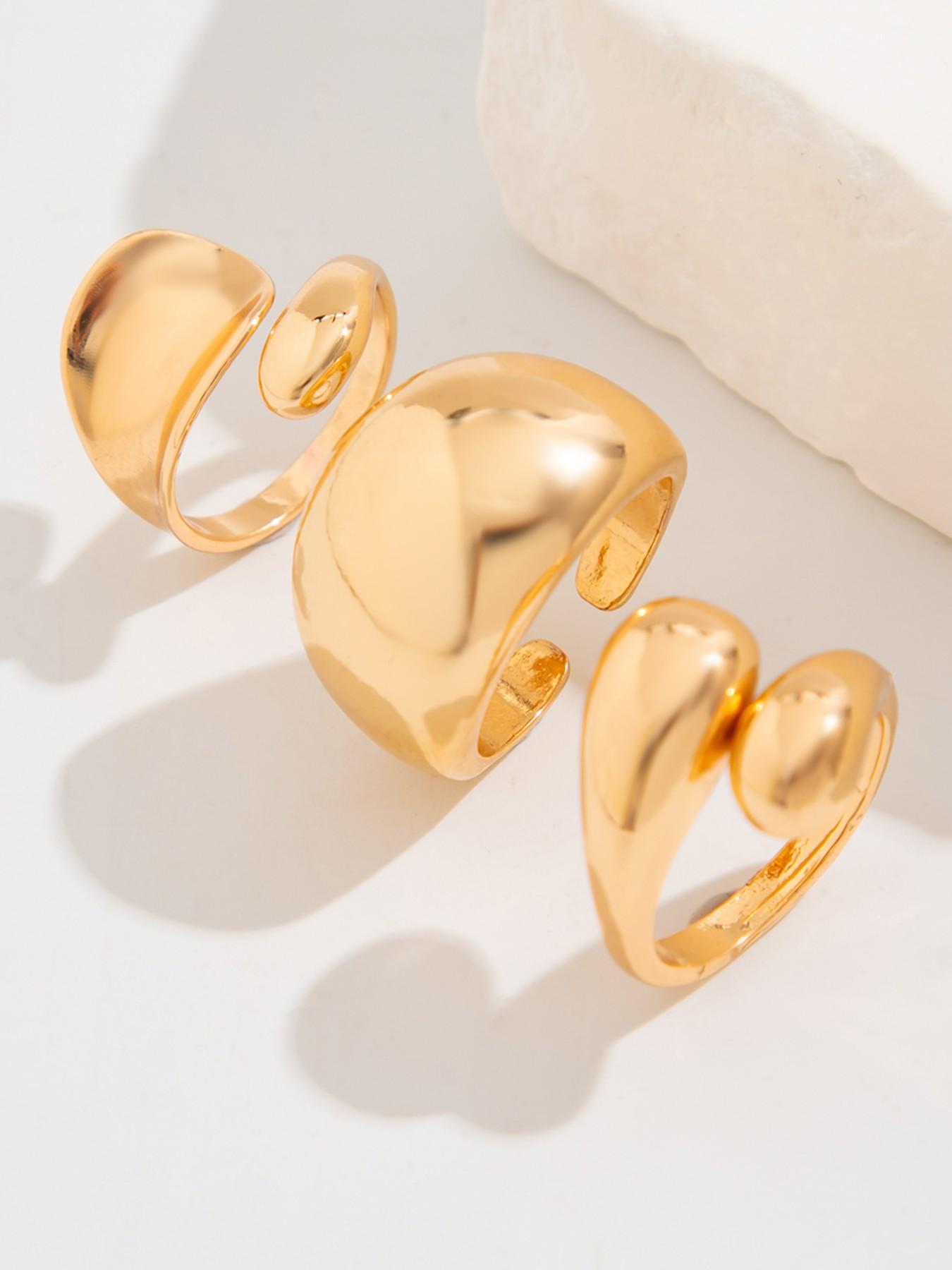 Unique Geometric Joint Ring Set for Women, Hip-Hop Style Smooth Surface Jewelry, Fashionable Hand Accessories, Trendy Ladies' Rings