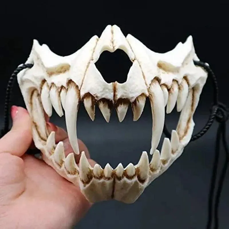 Halloween Half Face Masks Women Men Anime Fox Dragon God Skull Skeleton Masks Horror Carnival Party Cosplay Costume Props