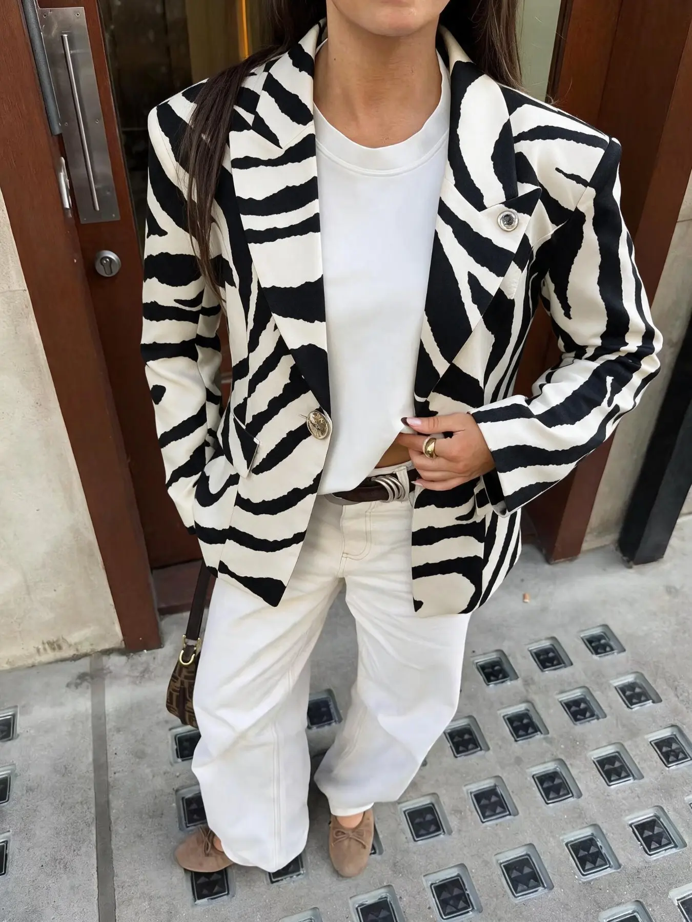 Women's Zebra Print Coat, Animal Pattern, Asymmetrical Lapel One Button Loose Suit Jacket, Statement, Perfect for Weddings, Graduations, Parties