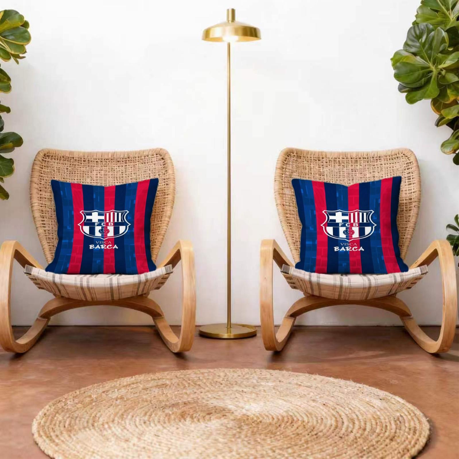 18x18 Inch Soccer Club Throw Pillow, Red Blue Striped Sport Team Decorative Cushion, Football Fan Sofa Bed Living Room Decor, Ideal Gift for Soccer Fans Teens Adults Men