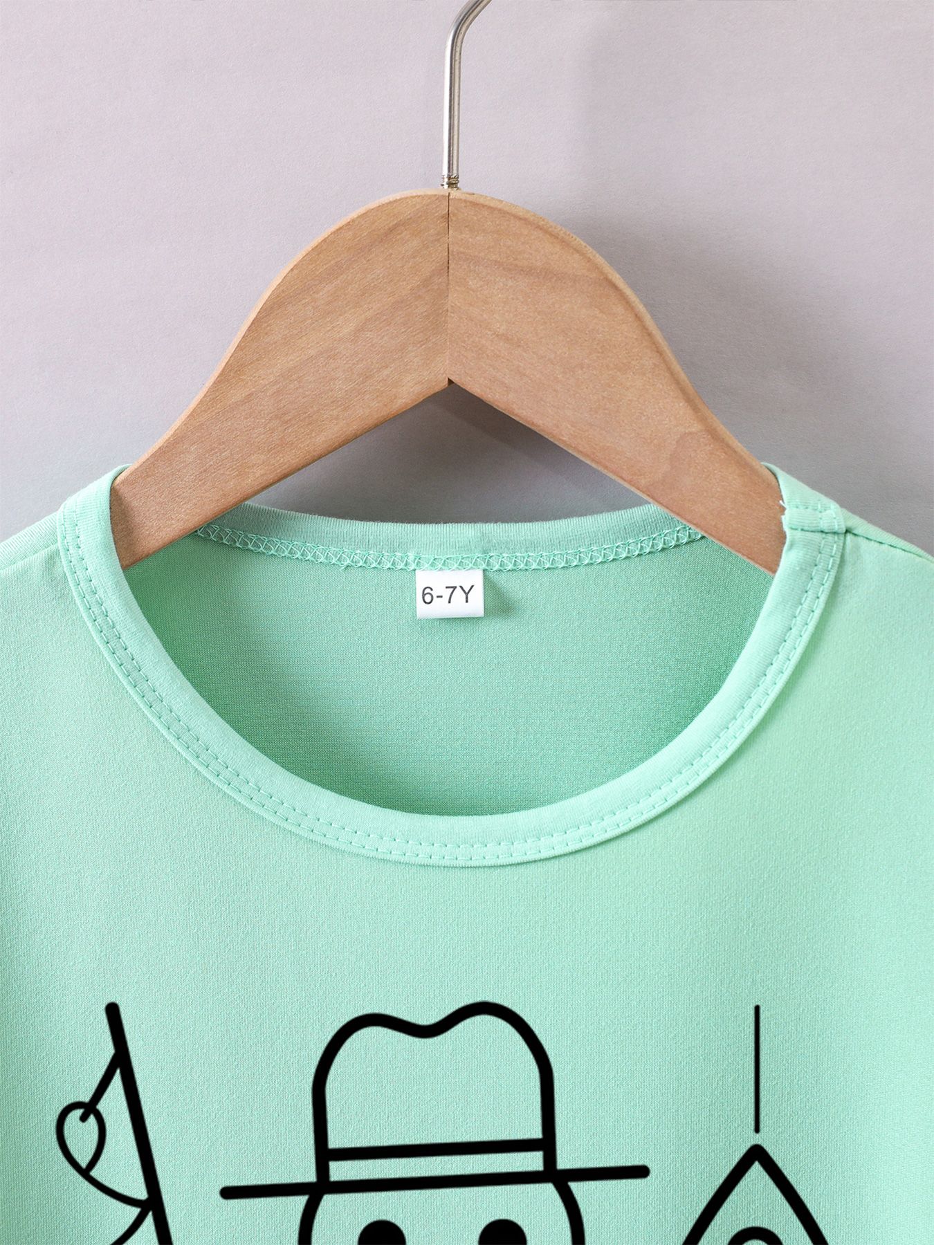 Boys' Summer Breathable & Comfortable "Stick Figure" Cartoon Print (3-12Y) Casual Sports T-Shirt