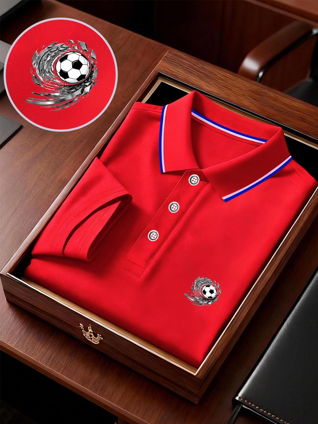 Men's Geometric Print Polo Shirt, Loose-Fitting Short Sleeve, Breathable Elastic Fabric, Casual Business Tee, Spring Summer New Arrival