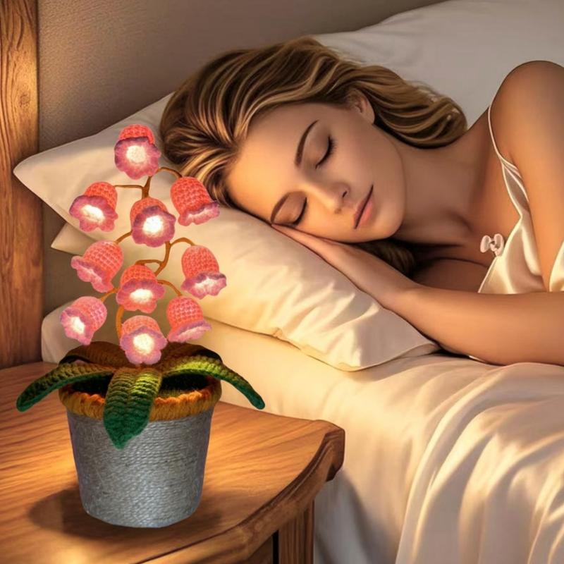 Product Introduction of Handmade Crocheted Halloween Lily of the Valley LED Lanternļ½Multi-color lighting + DIY Spooky Card ļ½Pumpkin Party Prop/Christmas Decor/Heartfelt Valentine's Gifts/Motherās Day Gift Handmade Flower Lamp Bedside Nightlight 10