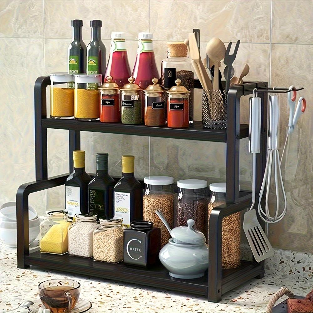 1 piece of stainless steel kitchen storage rack, multi-layer countertop condiment organizer rack, space-saving stand, an ideal item for Halloween gifts and party supplies display