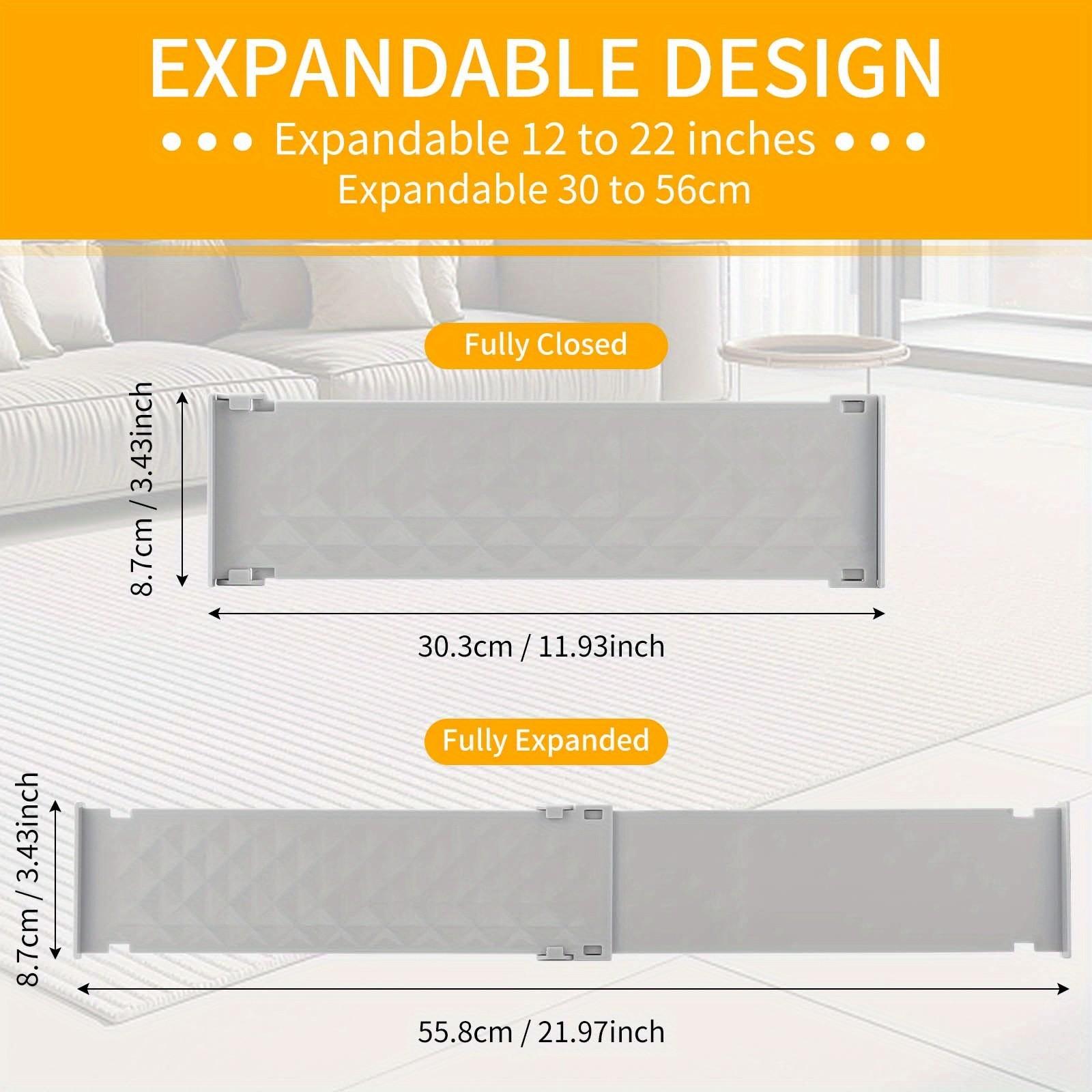 4set Expandable Drawer Dividers, Adjustable Drawer Separators for Closet Kitchen, Plastic Drawer Organizer, Space-Saving Storage Solution