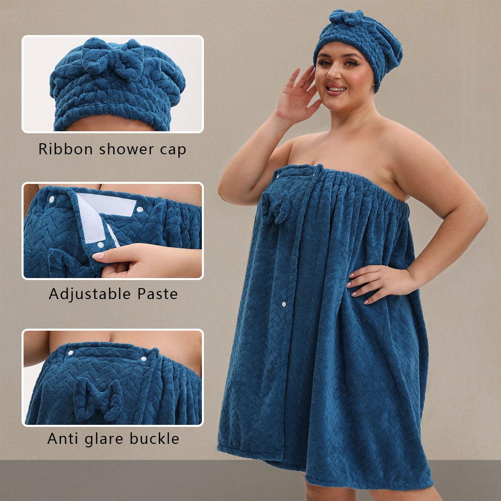 Extra-Large Bath Skirts Set, 2 Counts Adjustable Bathrobe & Shower Cap, Thickened Bathrobe Bath Towel, Ideal for Home Use, Travel, Sauna, and Spa, Towels #GLOBAL PICKS