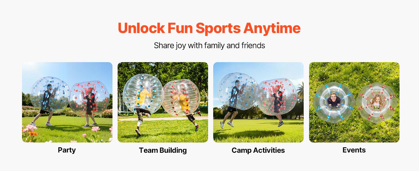 VEVOR Unisex 2-Pack Inflatable Bumper Balls, 5FT/1.5M Sumo Zorb with Adjustable Shoulder Strap, 0.8mm Thick PVC for Teens/Adults, Family/Friends Outdoor Sports Gaming