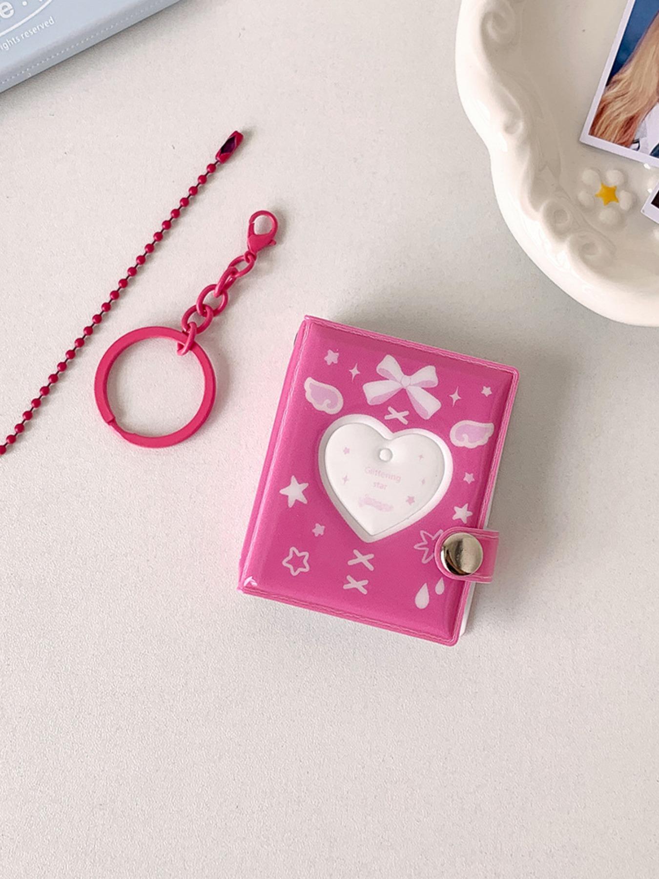 Mini 2 Inch Photo Album Keychain Holder, Holds 32 Photos, Heart Design, Perfect for Friends and Girls, Ideal Gift for Besties
