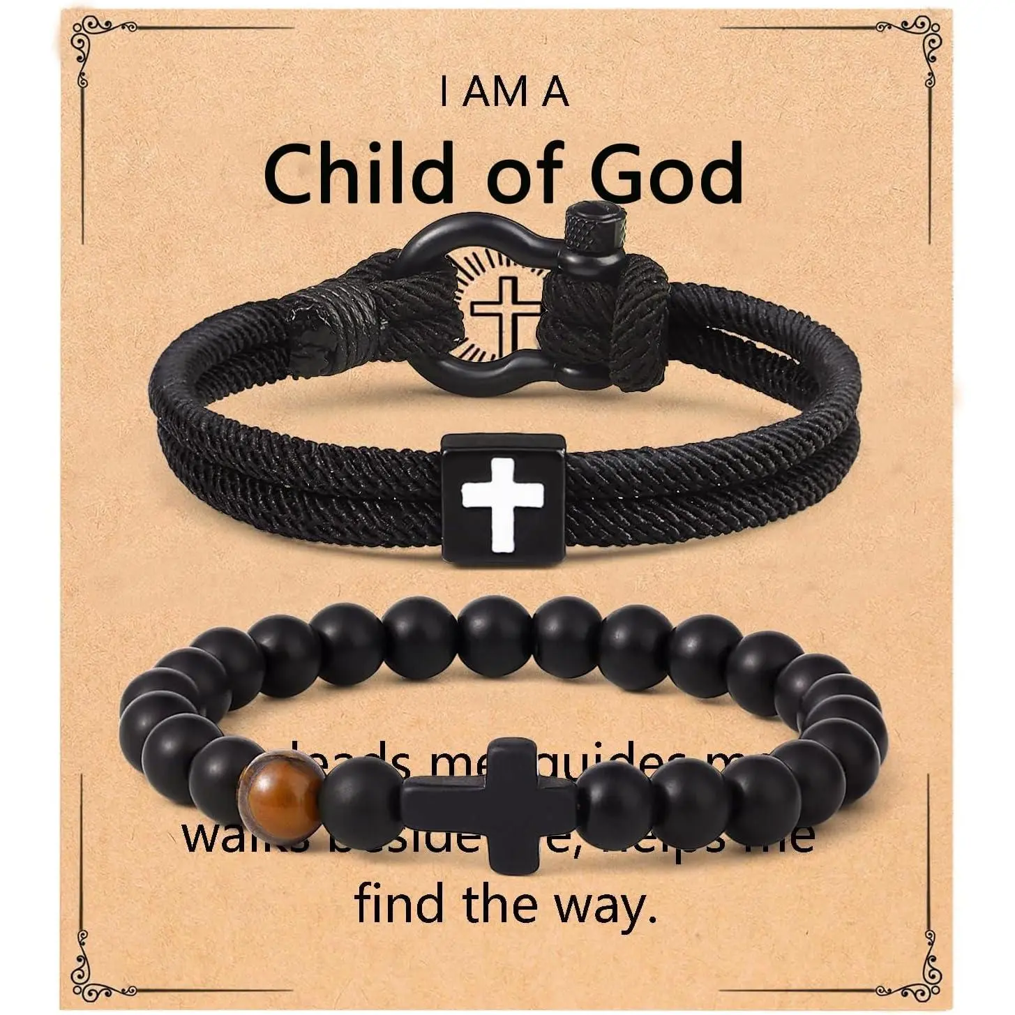 Christian  Bracelet for Men Him Dad Father Godfather Grandfather Grandpa Husband, Inspirational Faith Based  Bracelets Gifts for Easter Basket Stuffers
