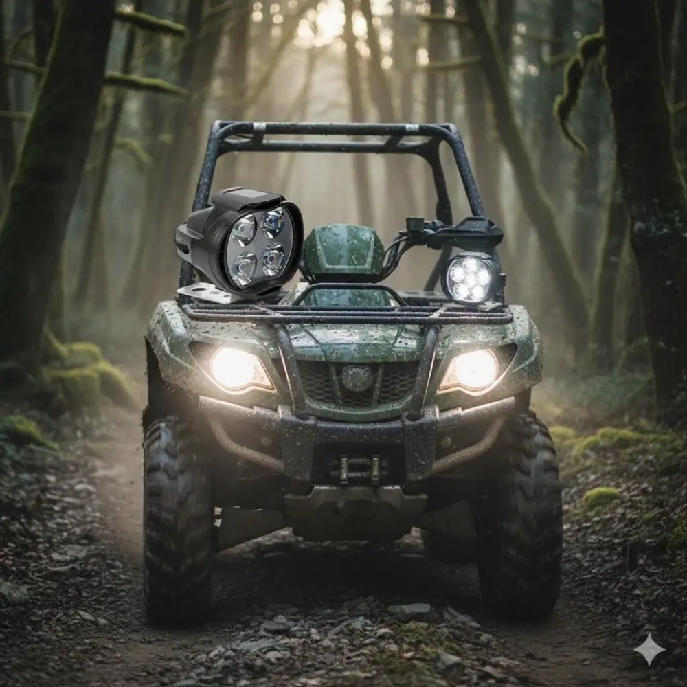 Universal Motorcycle LED Headlight Conversion Kit - Daytime Running Lights & Fog Lights, 4 or 6 LED Beads Super Bright Waterproof Shockproof Lights for Night Riding Safety Upgrade