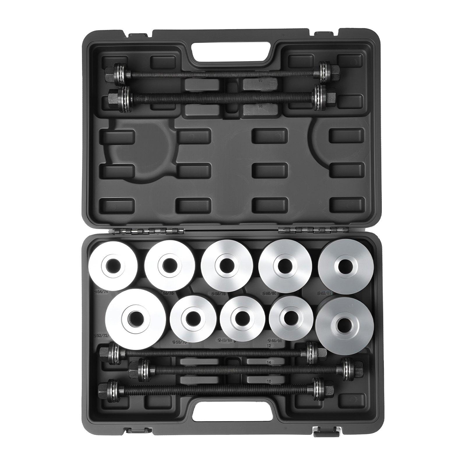 VEVOR Pull and Press Sleeve Kit, 27 PCS, Steel Bush Removal Insertion Sleeve Tools with Carrying Case, Compatible with LCV and HGV Engines, for Removing and Installing Bushings, Bearings, and Seals VEVOR Pull and Press Sleeve Kit, 27 PCS, Steel Bush Removal Insertion Sleeve Tools with Carrying Case, Compatible with LCV and HGV Engines, for Removing and Installing Bushings, Bearings, and Seals