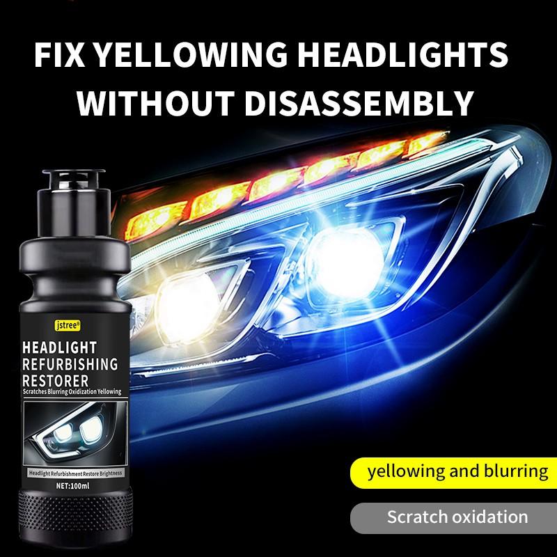 Jstree Car Headlight Restoration Liquid, Crack Scratch Repair, Lamp Cover Coating Brightening Polisher 100ML, Auto Care Essential